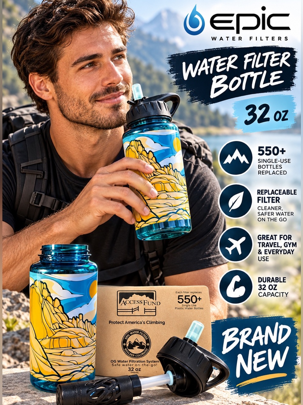 Epic Water Filters Nalgene OG Water Bottle - Alexandra Rubio Art Collection NWT